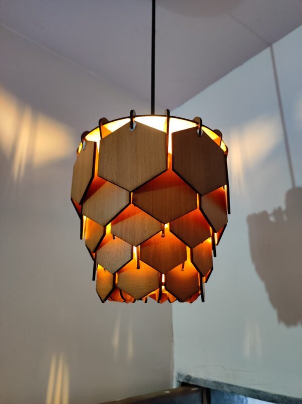 Wooden Hexagon Lamp
