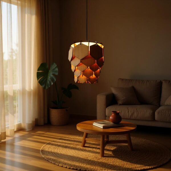 Wooden Hexagon Lamp